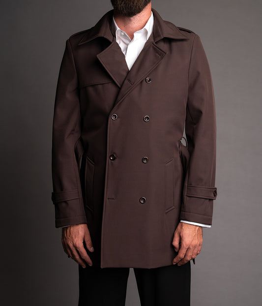 Men's waterproof chocolate brown trench coat TRC264