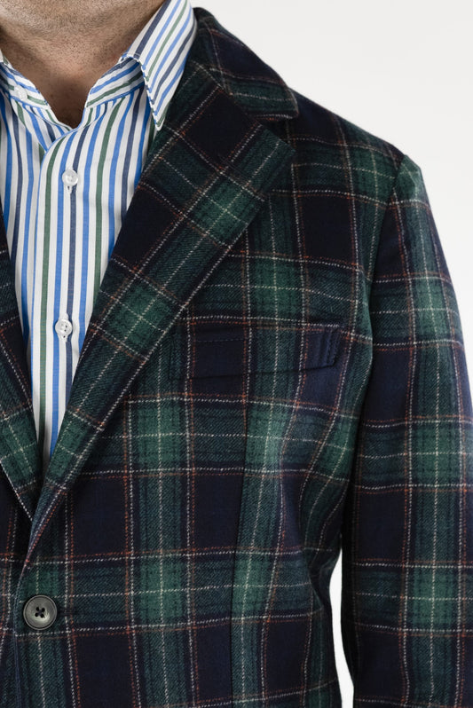 (product) Sacou Barbati Carouri Flanel Check Tesatura Verde Vitale Barberis CFGS002