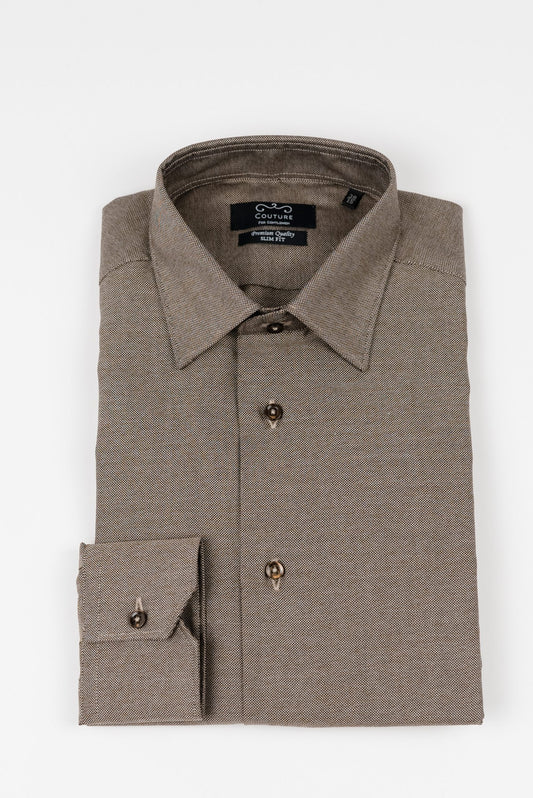 (product) Camasa barbati bumbac Oxford maro deschis slim fit Cms02md