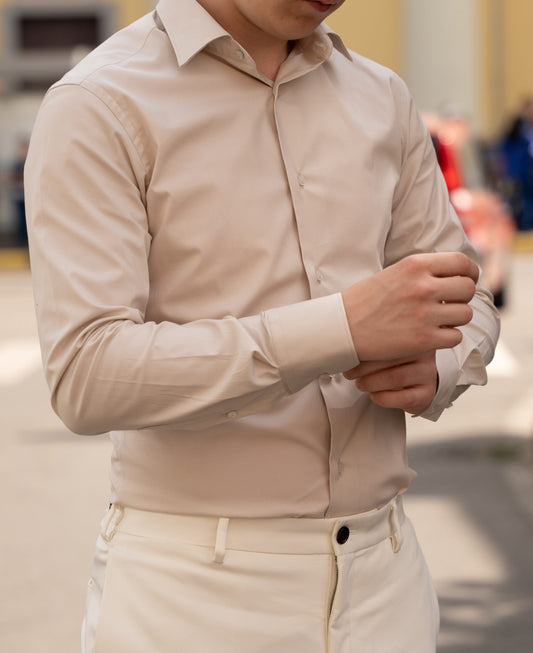 (product) Camasa crem champagne slim fit cms01cch