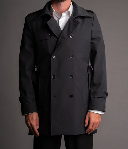 Men's waterproof black trench coat TRC262