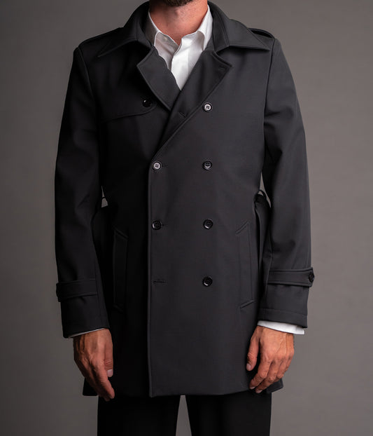 Men's waterproof black trench coat TRC262