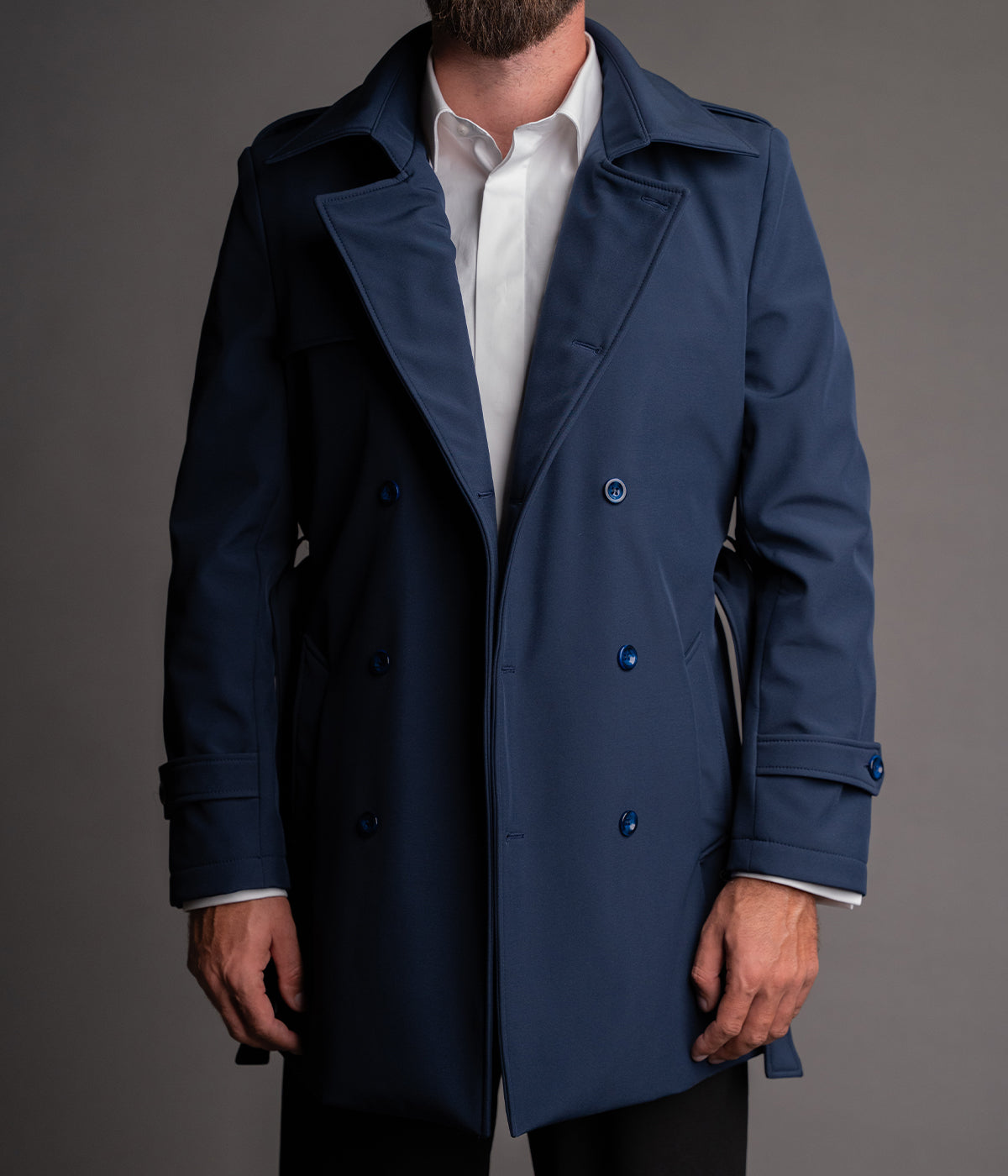 Men's waterproof navy trench coat TRC263