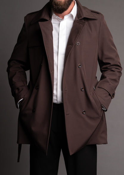 Men's waterproof chocolate brown trench coat TRC264