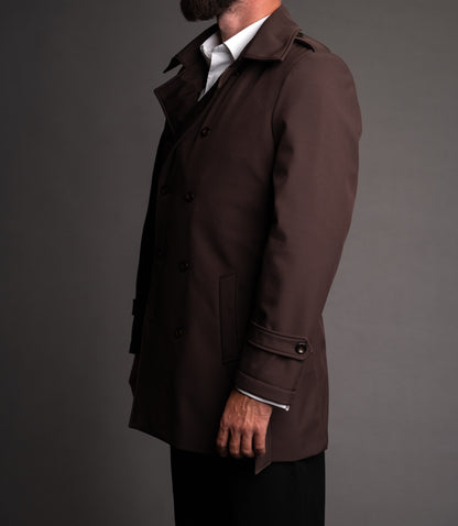 Men's waterproof chocolate brown trench coat TRC264