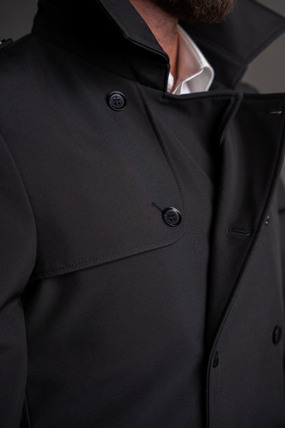 Men's waterproof black trench coat TRC262