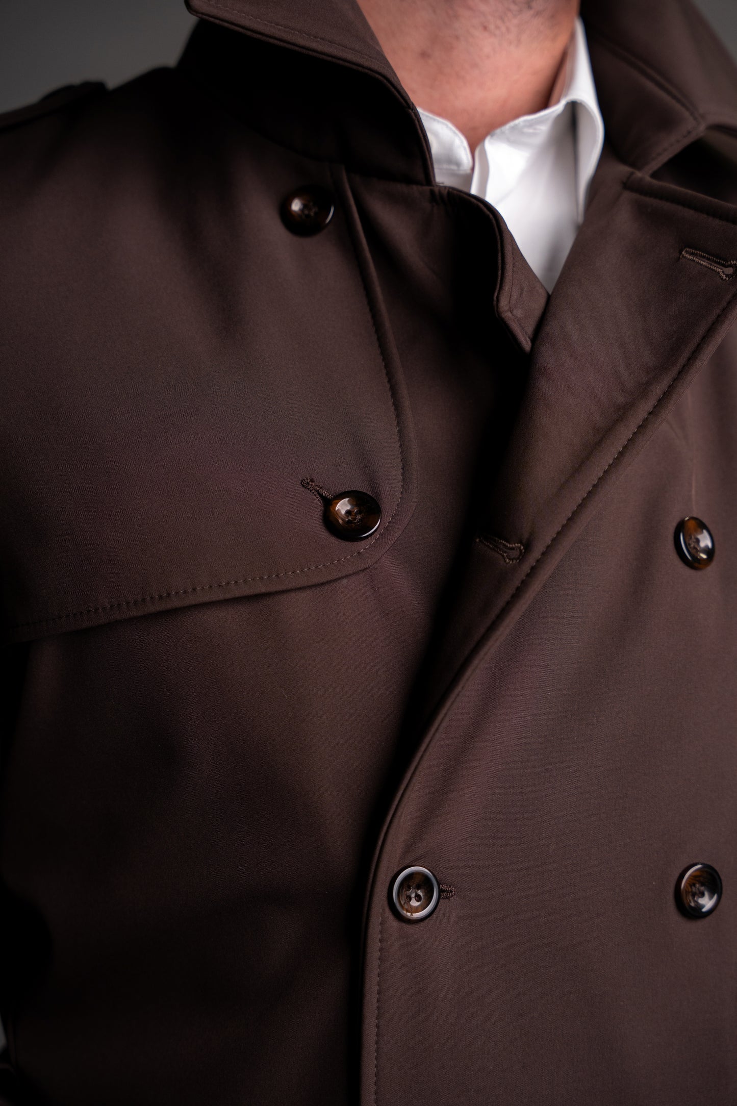 Men's waterproof chocolate brown trench coat TRC264