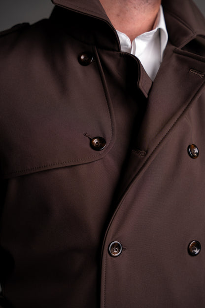 Men's waterproof chocolate brown trench coat TRC264