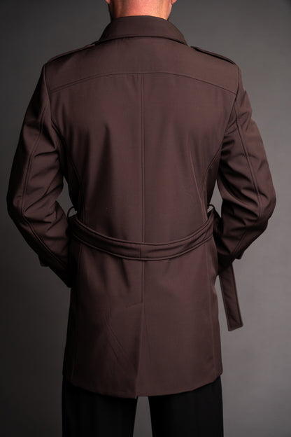 Men's waterproof chocolate brown trench coat TRC264