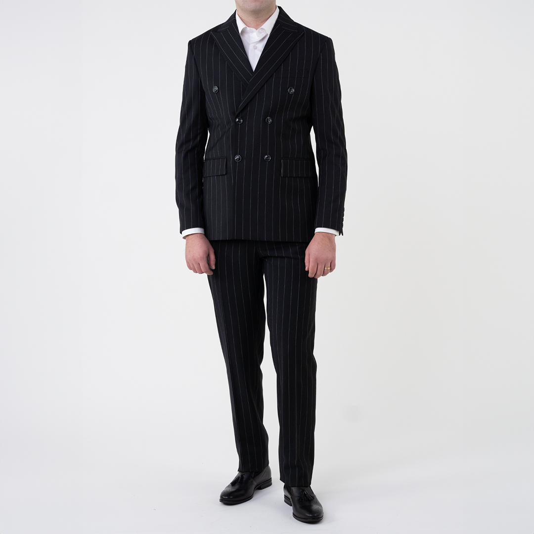 costum barbati negru dungi