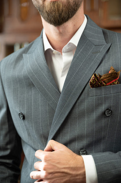 (product) Costum Barbati Gri Dungi la Doua Randuri de nasturi Tailored Fit Cfg320