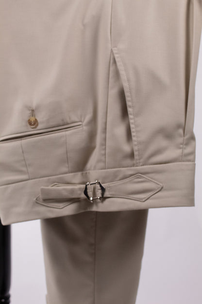 Men's Beige Double Breasted Tailored Fit Suit Cfg327